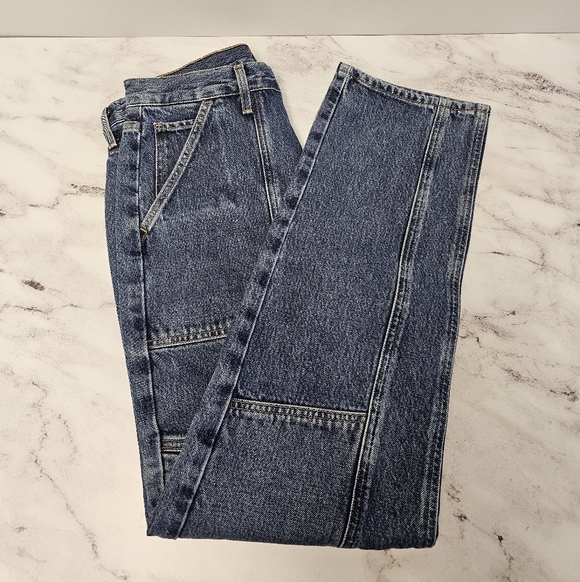 AGOLDE Cooper High Rise Cargo Relaxed Straight Leg Dark Blue Jeans 27 Preowned - Picture 5 of 10